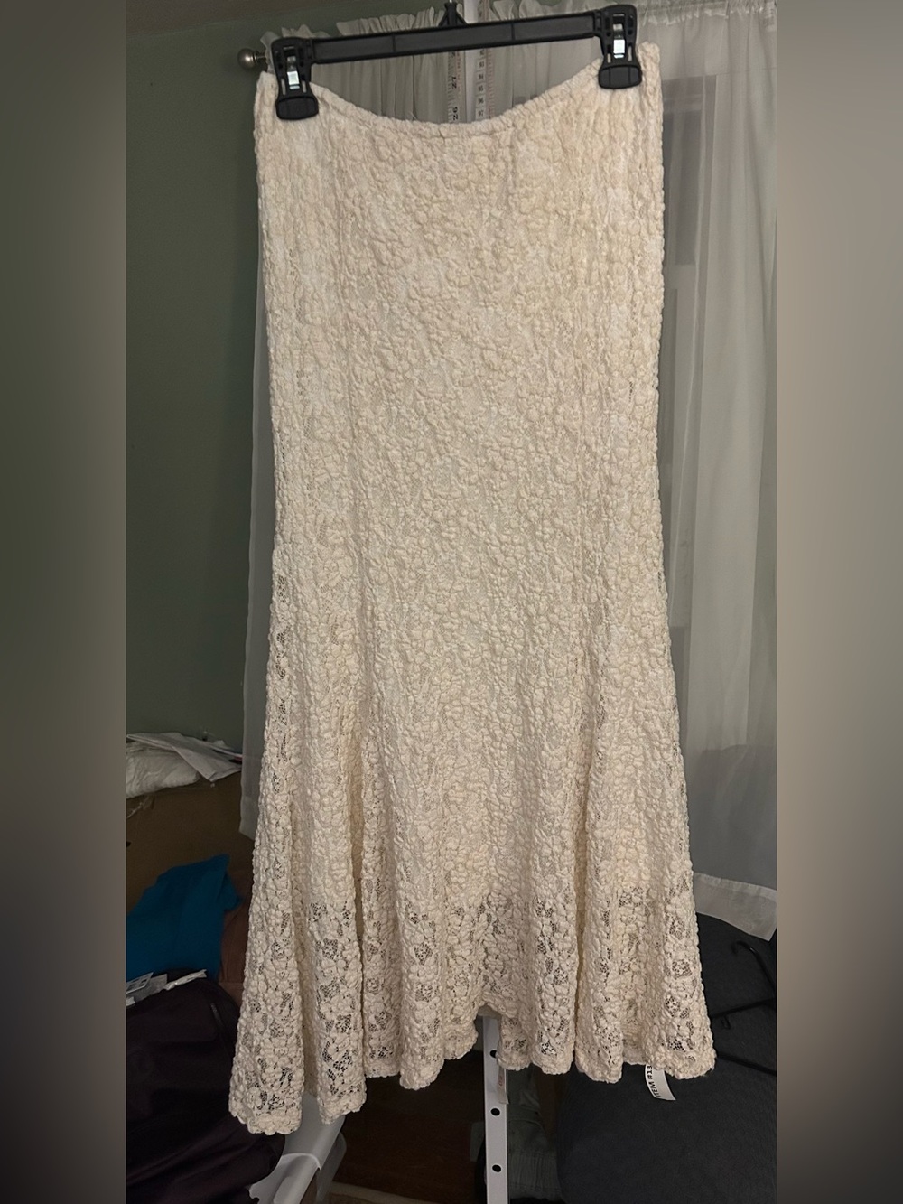Free People Cream Lace Midi Skirt